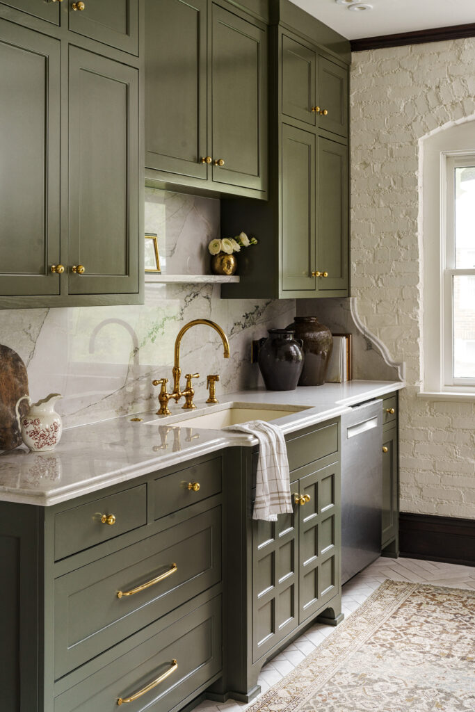 dark olive green cabinetry