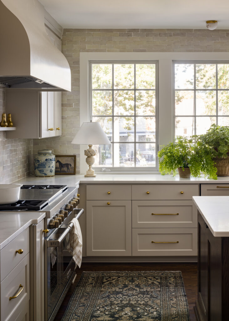 Home kitchen renovation in Kansas City with large wall of windows